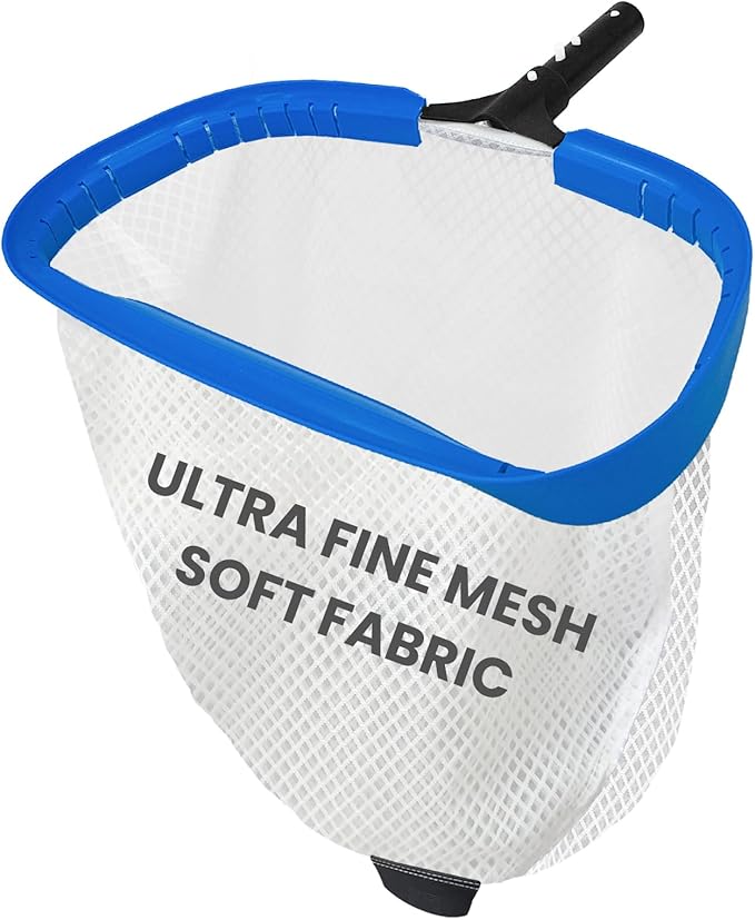 Poolvio 17.5" Pool Net – Heavy Duty Leaf Net with Aluminum Frame with Diamond-Pattern Ultra-Fine Soft Mesh Bag – Pool Cleaning Net for Leaves, Sand, Pollen & Small Debris (No Pole)