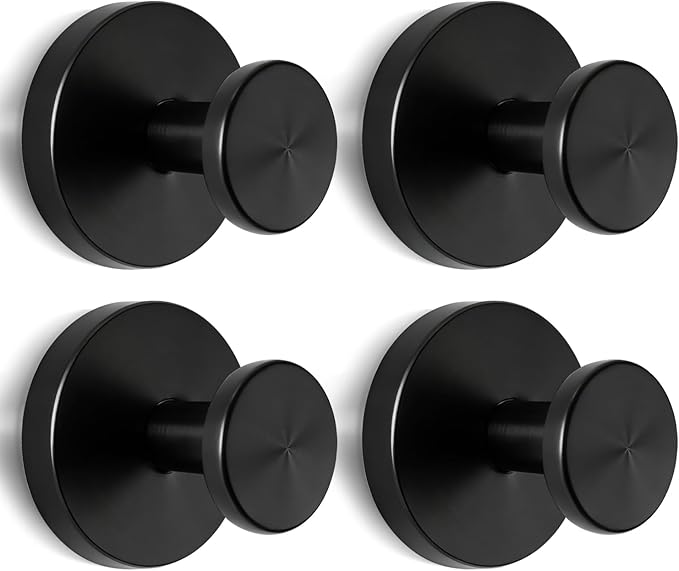 2026 Heavy Duty Black Suction Cup Hooks for Shower - 4 Pack, No Drill & No Damage Waterproof Hooks for Glass Door/Tile, Strong Hold for Towels, Robes
