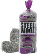 Pandora Steel Wool #3 – Extra Coarse Grade, 16 Pads for Tough Cleaning and Removing - Quality Metal Strands - Ideal to Remove Rust, Grime, and Stubborn Stains