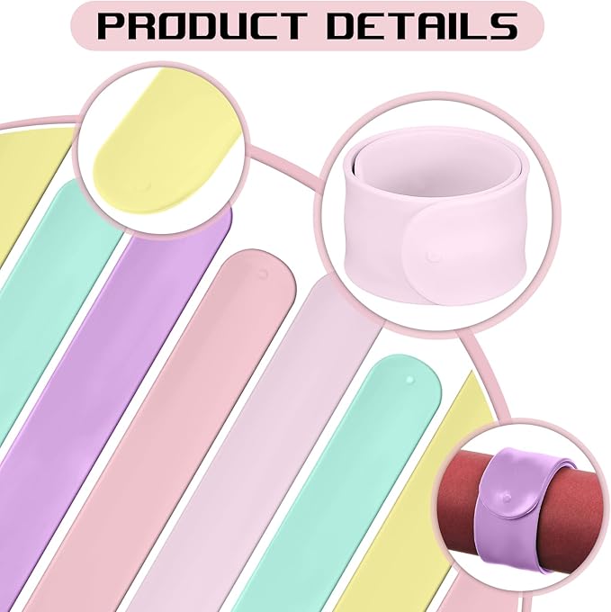 Charniol 12 Pieces Wrapping Paper Roll Holder Holiday Flip Wraps Silicone Covered Metal Strips Flip 1 x 9 Inch Stabilizer Slap Band for Poster Gift Paper Vinyl Storage Organize (Macaron Color)