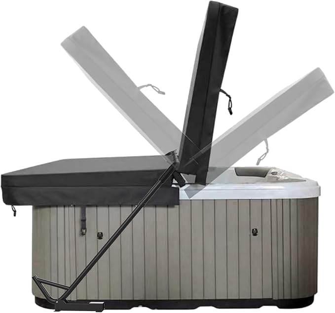 Spa Cover Lift, Under Mount Hot Tub Cover Lift Removal System Reinforced Bracket with 2 Top Mount Foam Cover, fits Most Hot Tub Sizes Spa Cover Lifts