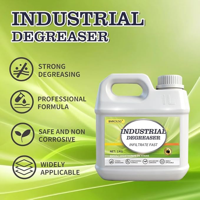Bmkousg Carburetor Cleaner & Industrial Machine Degreaser - Heavy Duty Cleaner for Commercial Kitchen Hoods, Metal Parts, Engine Components, CNC Machines | Degreaser Concentrate, Safe & Strong (1 KG)