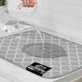 GORILLA GRIP Ultra Water Absorbent Microfiber Dish Drying Mat, 18x32, Quick Dry Thick Mesh, Slip Resistant Pad for Sink Dishes or Under Rack, Kitchen Counter Accessories, Machine Wash Mats, Quatrefoil