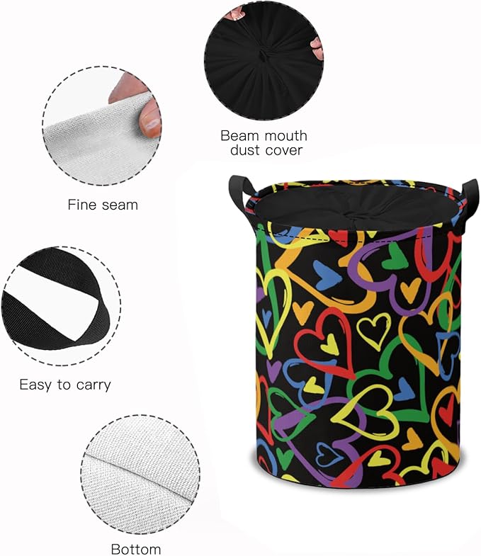 Love Heart Storage Baskets Foldable Laundry Hamper Fabric Organizer Storage Bins with Handles for Shelves, Closet, Nursery, Laundry, Toys