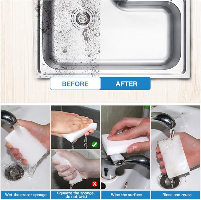 10 Pack Melamine Sponges Multi-Functional Cleaning Sponge Eraser for Household Kitchen Bathroom Bathtub Sink Melamine Sponge Foam Pads in Bulk