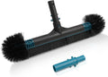 Poolvio 20" 2 in 1 Pool Brush Head for Swimming Pool, Heavy Duty Scrub Brush with EZ Clip & Wavy Nylon Bristles for Cleaning Pool Walls, Floors, Steps (Pole not Included)