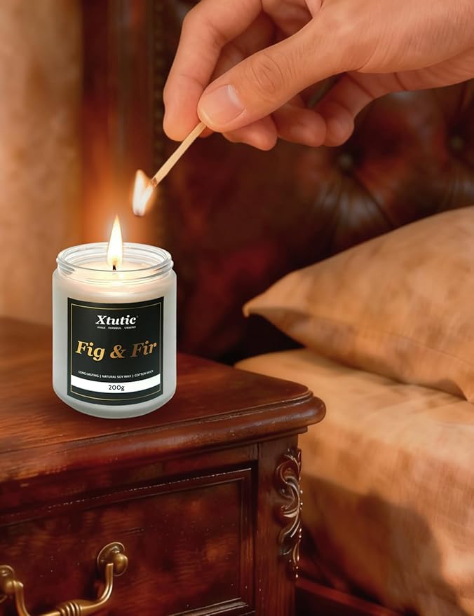 Scented Soy Candles, 7oz in White Frosted Jar - 50-Hour Burn Time, Aromatherapy Candle for Home Decor, Cozy Gifts for Any Occasion,Ideal Gifts for Women(Fig & Fir)