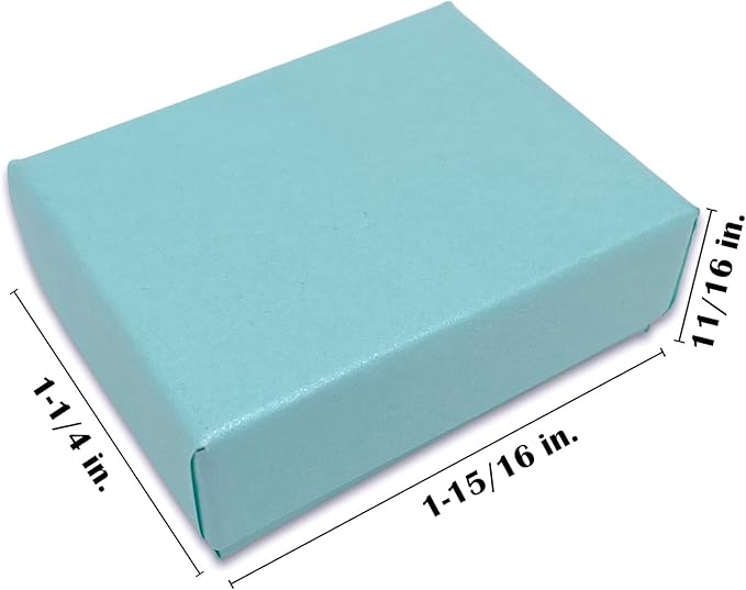 TheDisplayGuys - 25-Pack #10 Cotton Filled Cardboard Paper Jewelry Boxes Gift Case - Pearl Teal (1.9" x 1.3" x 0.7") - for Shipping or Storage