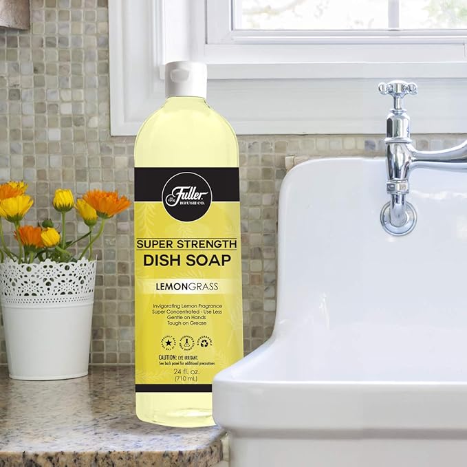 Fuller Brush Super Strength Dish Soap – Lemongrass – Ultra Concentrated Formula – Cuts Grease Fast, Clean Dishes, Glassware, Silverware, Pots, Pans & Surfaces – (Pack of 1)