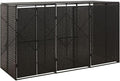 Triple Wheelie Bin Shed Garbage Can Storage Shed, PE Trash Container Management Unit, Outdoor Patio Recycling Dustbin Trash Shed, Black 81.5"x31.5"x46.1" Poly Rattan -AA