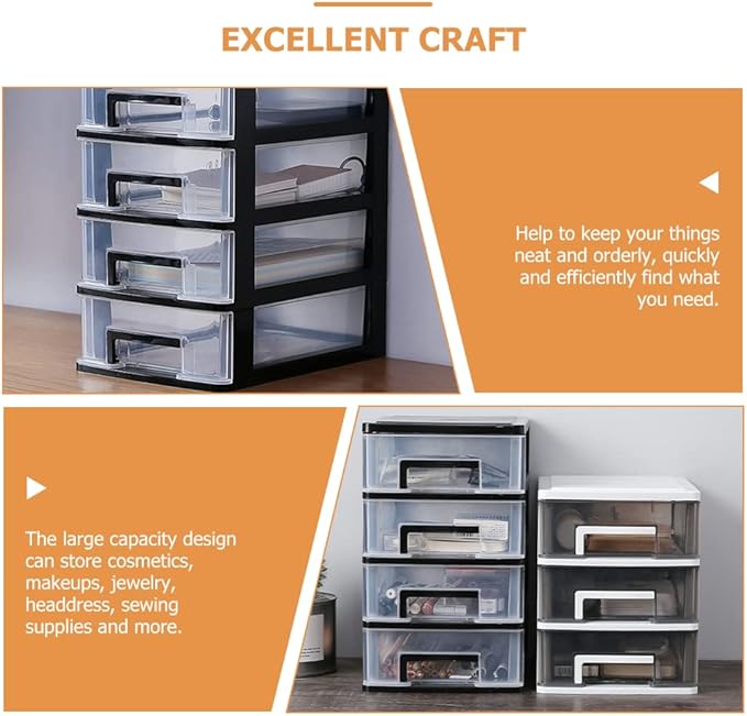 DOITOOL 5 Tier Plastic Drawer Type Closet, 12.36"H x 6"L x 8.3" W Home Office Storage Organizer, Makeup Organizer Station Cube, Cosmetics Jewelry Box for Bathroom, Dorm, Desk, Countertop, Office
