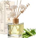 Bamboo Rain Reed Diffuser Set - 6.7 oz Glass Bottle with 4 Rattan Sticks, 3 Dried Flowers | Adjustable, Long-Lasting Scent for Home, Bedroom, Living Room, Office, Bathroom | Aromatherapy Gift Set