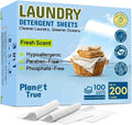 Eco-Friendly Laundry Detergent Sheets, 200 Loads (100 Sheets) Fresh Scent, Compact travel laundry sheets, Plastic-Free detergent sheet, Concentrated Laundry Solution for Hot & Cold Cycle