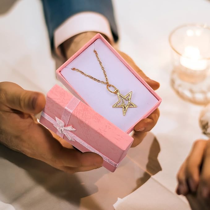 Batiyeer Jewelry Gift Boxes Set Empty Small Gift Cardboard Boxes for Jewelry Packaging with Ribbon Bowknot for Anniversaries Weddings Birthday, 8 Colors(96 Pcs)