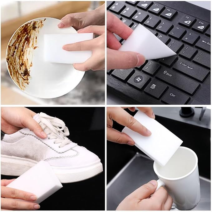 (50 Pack) Extra Large Eraser Sponge - Extra Thick, Long Lasting, Melamine Sponges in Bulk Boat Eraser Multi Surface Scrubber Foam Cleaning Pads - Bathtub, Floor, Baseboard, Bathroom, Wall Cleaner