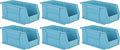 Hudson Exchange 11" x 5-1/2" x 5" (6 Pack) Plastic Stackable Storage Bin and Hanging Container, Light Blue