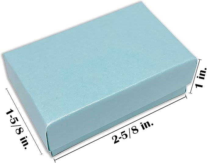 TheDisplayGuys - 25-Pack #21 Cotton Filled Cardboard Paper Jewelry Boxes Gift Case - Pearl Teal (2.6" x 1.6" x 1.0") - for Shipping or Storage