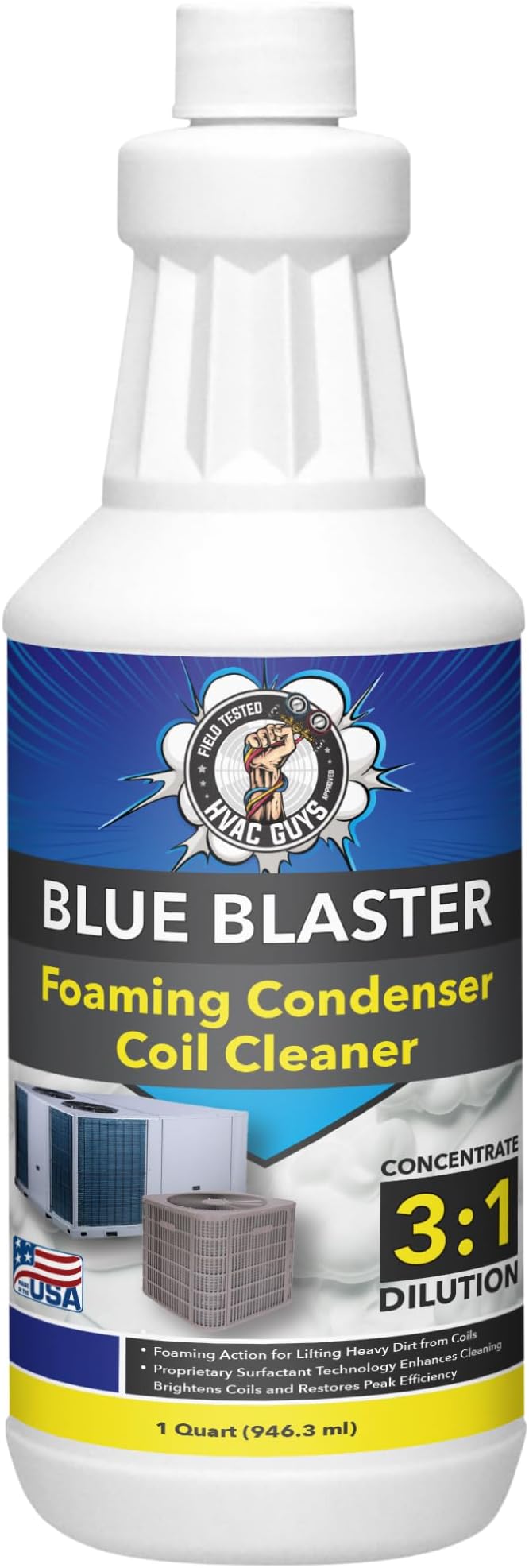 Leak Saver Foaming AC Condenser Coil Cleaner 4PK - 1 Quart | Concentrated Formula Makes 1 Gallon | Extreme Duty Foaming Condenser Cleaner for AC Unit