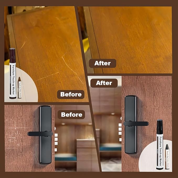 Wooden Furniture Floor Scratch Repair Markers and Wax Sticks for Stains, Scratches, Wood Floors, Tables, Desks, Carpenters, Bedposts, Touch Ups, and Cover Ups (Set of 13)