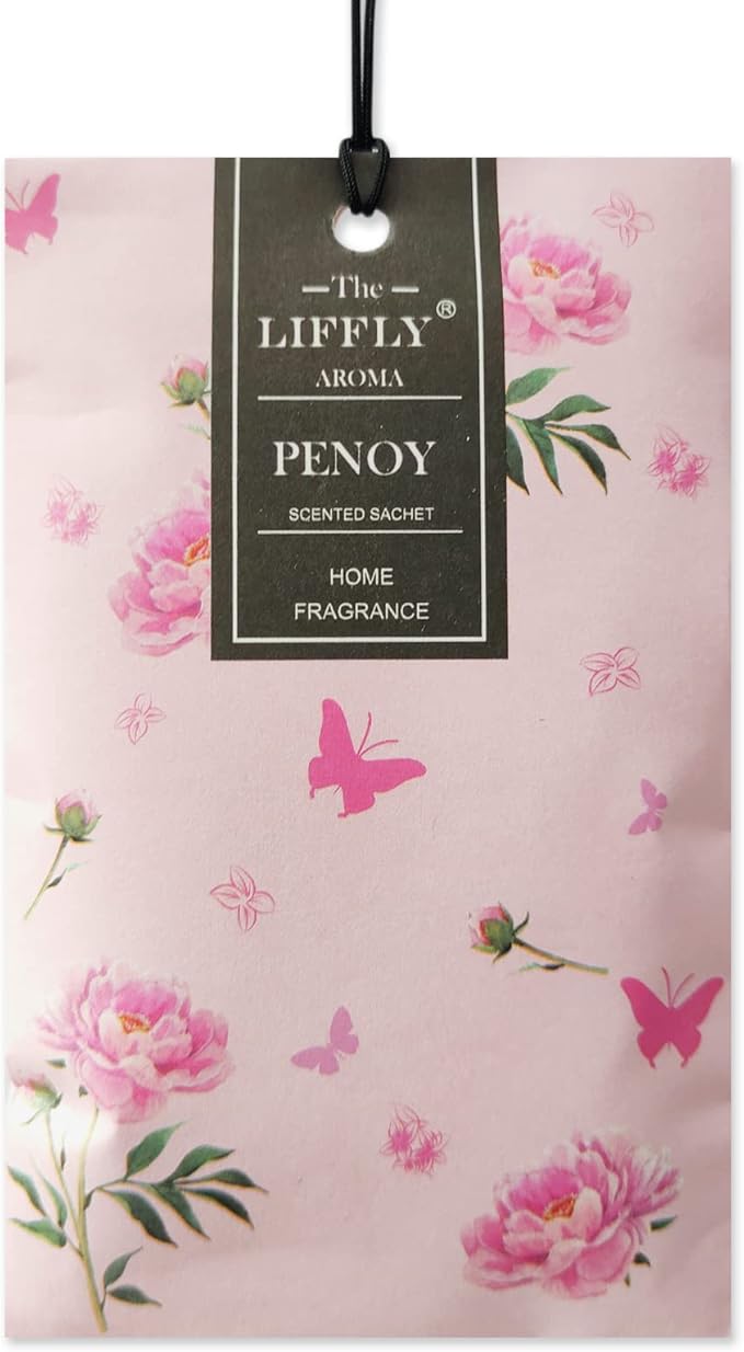 LIFFLY 14 Packs Peony Scented Sachets for Drawers and Closets Gift