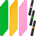 Charniol 12 Pieces Wrapping Paper Roll Holder Holiday Flip Wraps Silicone Covered Metal Strips Flip 1 x 9 Inch Stabilizer Slap Band for Poster Gift Paper Vinyl Storage Organize (Green,Yellow,Pink)
