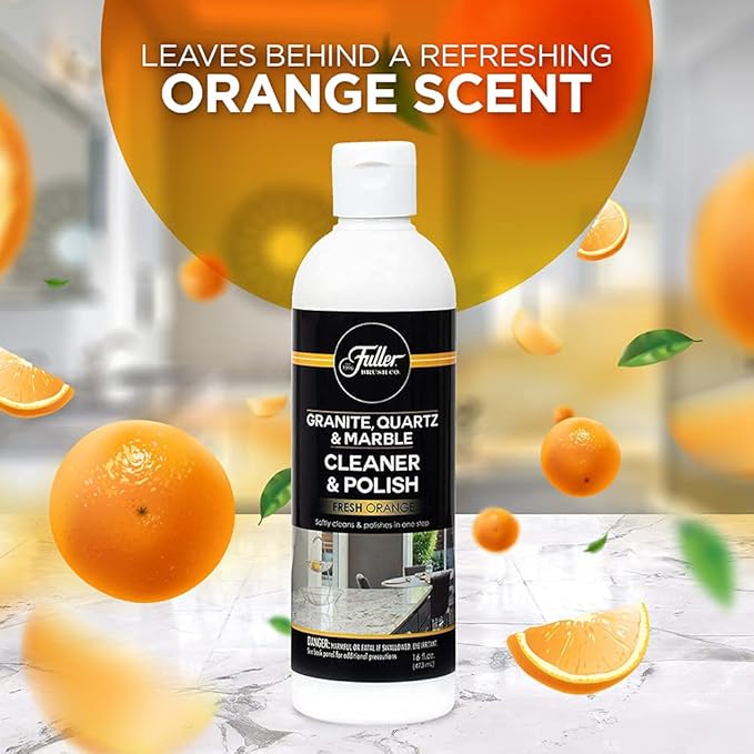 Fuller Brush Countertop Cleaner & Polish - Multi Surface Cleaner - Cleans, Polishes and Protects Granite Quartz Marble Glass Laminates Metal and Other Surfaces Refreshing Orange Scent Removes Odor (2 Pack)