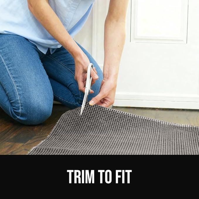 GORILLA GRIP Premium Dual Sided Extra Thick 8x10 Rug Gripper Pad for Hardwood Floors, Breathable Slip Resistant Pad Grips Under Carpet Area Rugs for Hard Surface Floor Protection, Easy Trim Mats, Gray