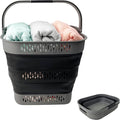 SAMMART 38L (10 Gallon) Collapsible Plastic Laundry Basket - Foldable Pop-Up Storage Container/Organizer – Portable Space Saving Laundry Hamper (1, Grey/Black)