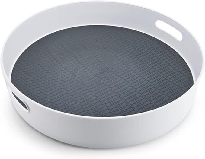 Copco Under-Sink Pantry and Cabinet Organizer, 18-Inch, Revolving Storage Solution, White and Gray