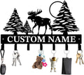 Personalized Custom Name Forest Deer Wall Keys Hooks,Metal Forest Deer Art Clothes Hooks,Metal Forest Deer Wall Home Storage Decorative,For Front Door, Hallway, Kitchen, Bedroom,Keys,Hats (Style C)