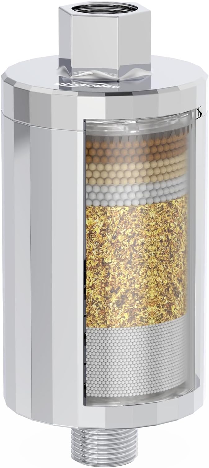 ALL METAL Shower Head Filter – KDF 55 Shower Filter Vitamin C E&A for Hard Water, High Pressure Universal Shower Water Filters to Reduce Toxic Chemicals, Chlorine and Heavy Metals,Chrome
