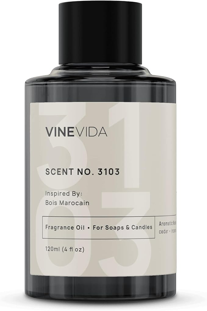 VINEVIDA Scent NO. 3103 Fragrance Oil - 120mL (4oz) - Inspired by: Bois Marocain Fragrance Oil for Candle Making - Made in USA Candle Scents Scents for Soap Making
