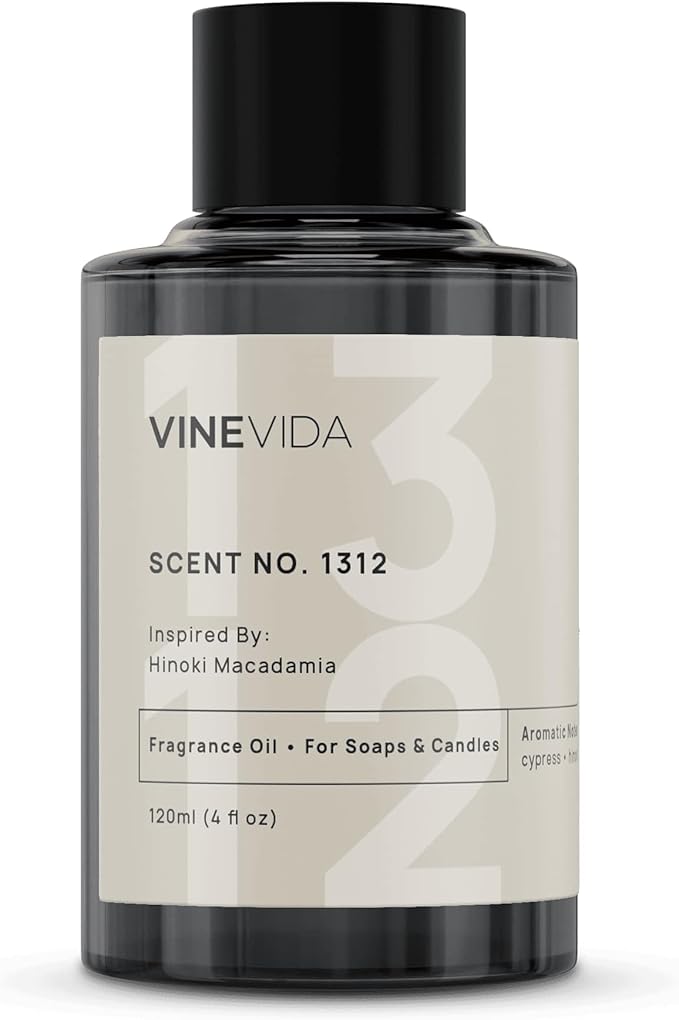 VINEVIDA Scent NO. 1312 Fragrance Oil - 120mL (4oz) - Inspired by: Hinoki Macadamia Fragrance Oil for Candle Making - Made in USA Candle Scents Scents for Soap Making