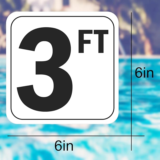 4FT Pool Depth Stickers, Anti-Slip Vinyl Markers - 6x6 Inches, Waterproof, Safety Number Signage for Swimming Pool Decks (4ft)