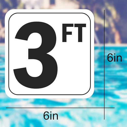 9FT Pool Depth Stickers, Anti-Slip Vinyl Markers - 6x6 Inches, Waterproof, Safety Number Signage for Swimming Pool Decks (9 ft)