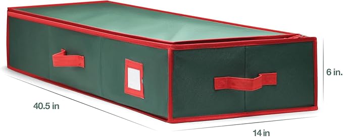 Premium Wrapping Paper Organizer Storage | Gift Wrap Holder With Extra Pockets for Christmas Decorations, Reinforced Handles, Heavy Duty, Ultra-Durable, Tear-Proof Fabric - Fits Up to 27 Rolls (Green)