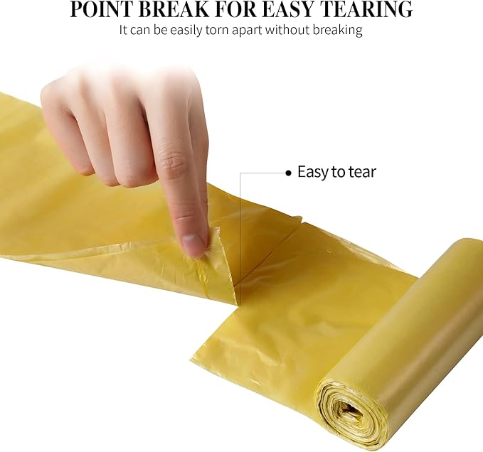 5 Rolls Small Trash Bags - 100 Counts Durable 4 Gallon Small Garbage Bags for home office kitchen Bathroom Bedroom Trash Can liners（Golden）