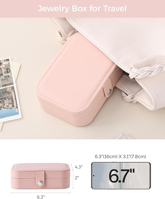CASEGRACE Jewelry Box For Women Portable Travel Jewelry Case for Necklace Earring Rings Jewelry Holder Case Gift Box Girls
