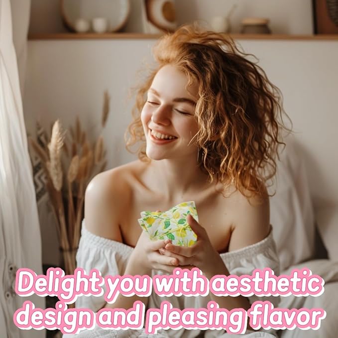 AUCUDA Mother's Day Lemon Scented Sachet Bags for Drawers and Closets Decorations, Potpourri Packets for Women Clothes Storage, Spring Wedding Fragrance Pillow, Bedroom Indoor Fresheners.