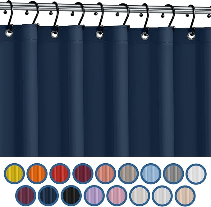 Italian Collection PEVA Shower Curtain Liner 6G Thick, PVC-Free 72" x 72" – Waterproof Bathroom Shower Liner with Metal Grommets & Weighted Bottom Hem – Standard Tub & Stall – Navy