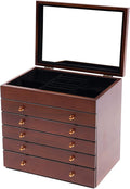 Eapmic Extra Large 6 Layers Wooden Jewelry Box Jewelry Case Cabinet Armoire Ring Necklacel Gift Storage Box Organizer(6 Layers,W/mirror,Style 2)