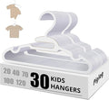 Kids Hangers 30 Pack - Infant Toddler Childrens Hangers for Baby Clothes, Stackable Plastic Child Hanger for Closet - Ideal for Boys and Girls, Clothing, Pants, Coats, and More - White