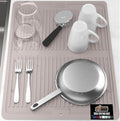 GORILLA GRIP 100% BPA-Free Patented Silicone Dish Drying Mat for Kitchen Counter, 18x24 Inch, Water Catching Ribbed Design, Easy Clean Waterproof Sink Liner, Heat Resistant, Fits Under Rack, Almond