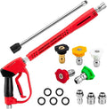 High Pressure Washer Gun 5000 PSI, Power Washer Gun with Replacement Wand Extension, 5 Nozzle Tips, 1/4''Quick Connect Plug and M22-14mm & M22-15mm Fitting, 40 Inch