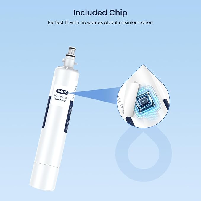 GLACIER FRESH Replacement for RPWFE, RPWF (Built-in CHIP) Refrigerator Water Filter, Compatible with GFE28GYNFS, GFE28GELDS, PFE28KELDS, PFE28KYNFS, GFD28GELDS, PWE23KELDS, PWE23KMKES, 4 Pack