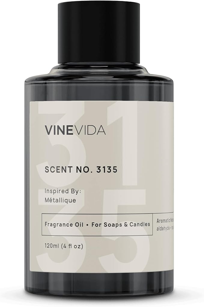VINEVIDA Scent NO. 3135 Fragrance Oil - 120mL (4oz) - Inspired by: Métallique Fragrance Oil for Candle Making - Made in USA Candle Scents Scents for Soap Making