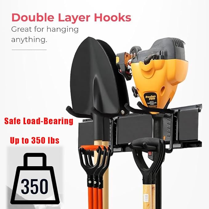 JXQAZC Garage Wall Organizers,Tool Hangers for Garage,Garden Tool Rack Wall Mount,Yard Tool Organizer for Garage,Garage Wall Mount(3 Boards 6 Double Layer Heavy Hooks)