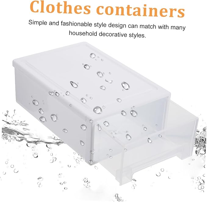 Happyyami Drawer-style Storage Boxes 2 Pack Shoe Boxes Lids Plastic Stacking Drawers Organizing Storage Clothes Containers