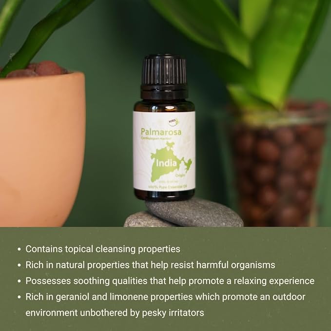 Palmarosa Essential Oil Direct from Norex Flavours India for Skin and Aromatherapy - Aceite de Palmarosa for Candle Scent for Candlemaking and Soaps (22lbs)