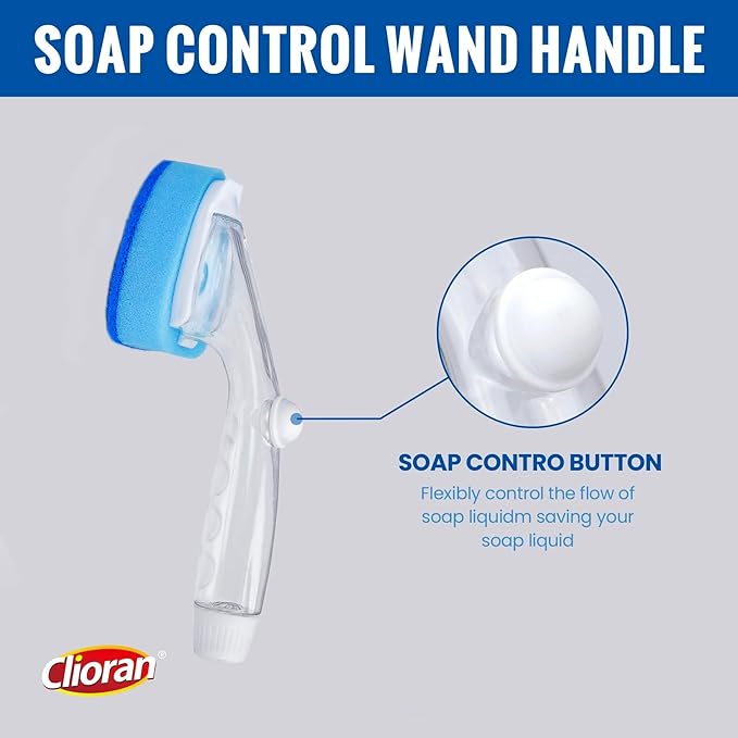 Clioran Dishwand Refills Soap Control Handle,6 Heavy Duty Dish Wand Sponge Heads,Non Scratch Scrubbers Replacement Refill Brush Dispenser,Dishwashing Scrub for Sink Non-Stick Kits Dishwasher Cleaning